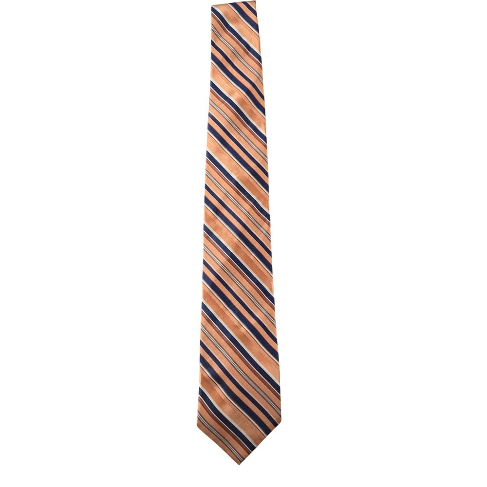 Tommy Hilfiger‎ Silk Tie Orange Blue Striped Classic Men's Office Wear Formal